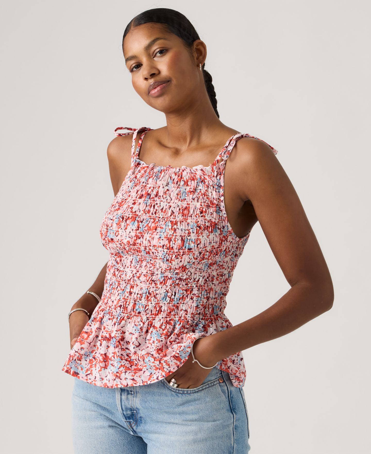 Женская блузка Levi's Premium Monaco Sleeveless, цвет: С принтом коралловый пудровый — фото 3