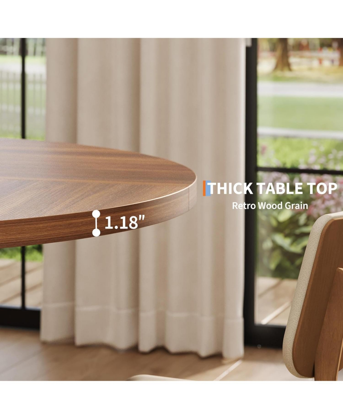 gaomon Dining Table for 4-6 People, Circle Kitchen Table with Cross Base, Farmhouse Wood Dinner Table for Apartment, Walnut Brown