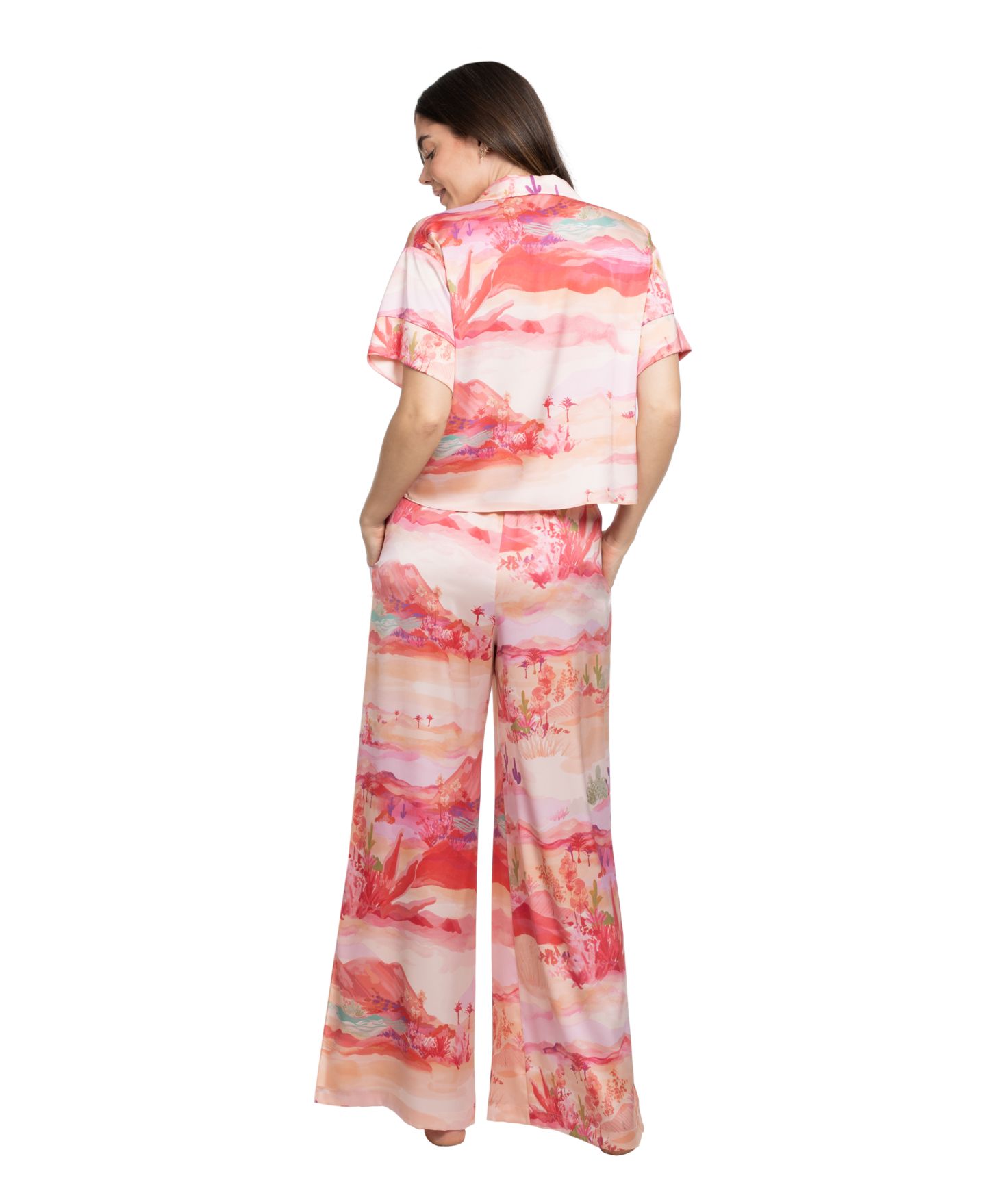 Midnight Bakery Women's Button-Front Top and Pajama Pants, 2-Piece Set, цвет: Розовый — фото 3