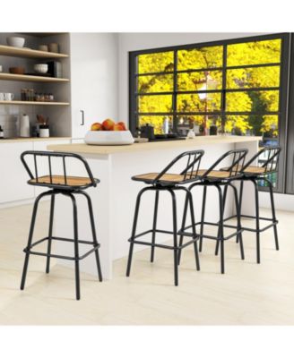 2PCS Heavy-duty Metal Frame Bar Height Chairs Footrest and Backrest