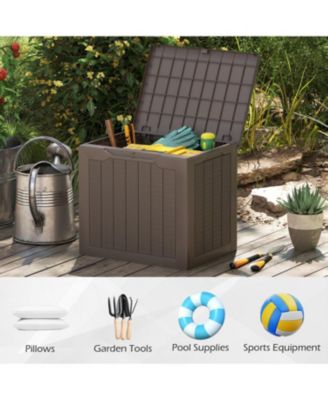 Outdoor Storage Box 25 Gallon Deck Box with Lockable Lid and Wicker-woven