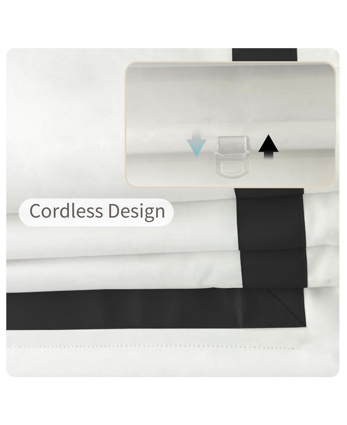 Shadisfy Cordless Pull Down Blackout Roman Shade with Ribbon Border