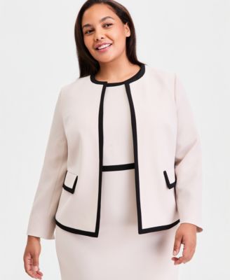 Plus Size Colorblocked Cardigan Jacket