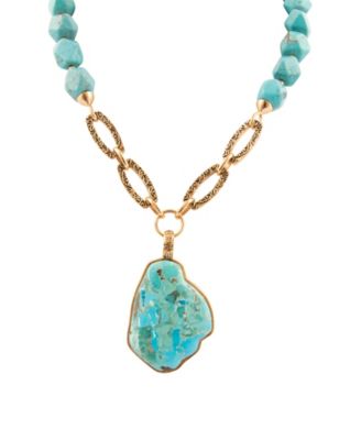 Thistle Blue Turquoise Golden Links Statement Necklace
