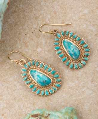 Sedona Blue Turquoise Golden Drop Earrings