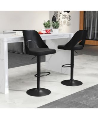 Enlarged PU Leather Swivel Bar Stool Set of 2 with Ergonomic 105-Degree Backrest and Footrest