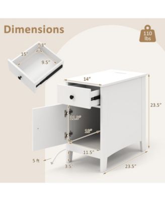 Flip Top End Table with Charging Station USB Ports Outlets and Drawer
