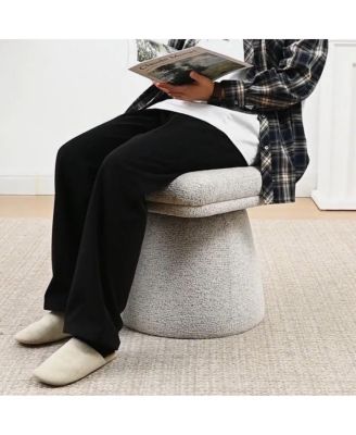 Modern Armless Upholstered Fabric 360 Swivel Dining Chair 1 Piece