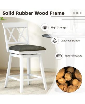 24 in Swivel Counter Height Bar Stool Set of 2 with Linen Cushion and Curved Backrest