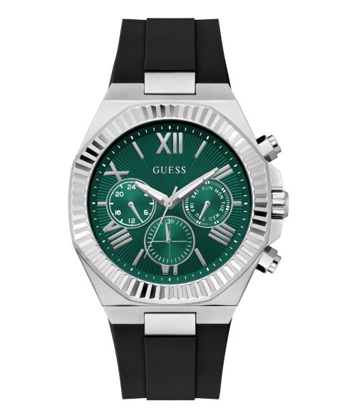 Мужские часы GUESS Multi-Function Black Silicone Watch, 44mm