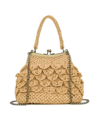 Laureana Small Scalloped Raffia Frame Crossbody Bag