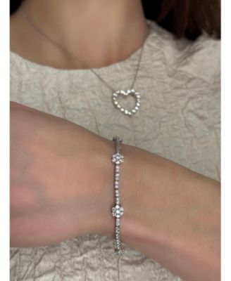 Suzy Levian Sterling Cubic Zirconia Flower Tennis Bracelet