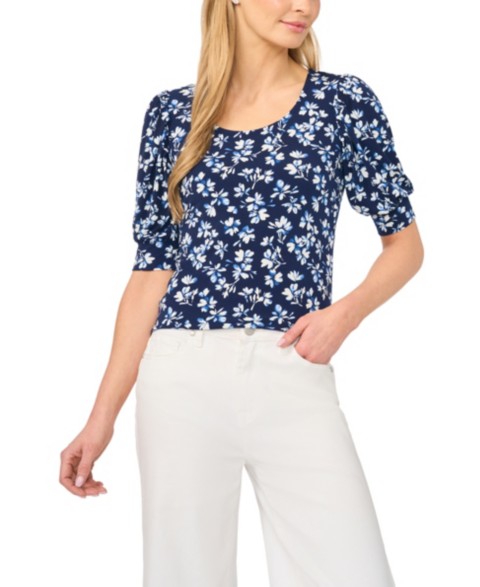 Женские топы CeCe Women's Crewneck Shirred Short-Sleeve Top