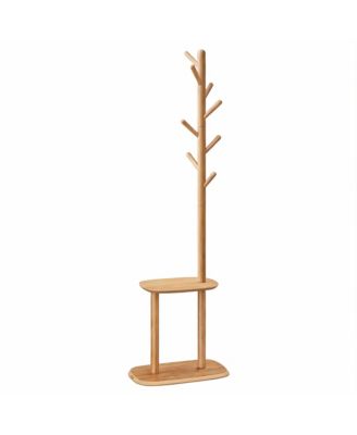8 Hooks and Shelf Freestanding Coat Rack - 67.2" Tall for Entryway