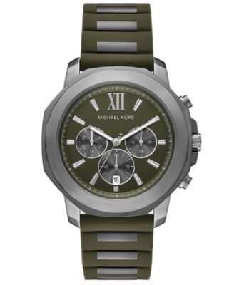 Men's Prescott Quartz Chronograph Green Silicone Watch 44mm