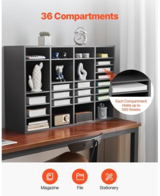 36 Compartment Wooden Literature Organizer Mailbox for Office and Home Storage