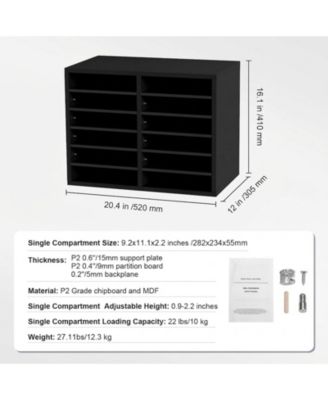 Wood Literature Organizer 12 Compartments Removable Shelves for Office and Home