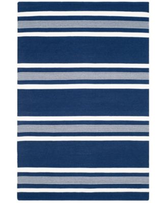 Hanover Stripe LRL2461A Navy 4' X 6' Outdoor Area Rug