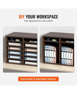 12 Compartment Literature Organizer With Adjustable Shelves for Office and Home