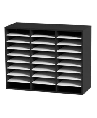 27 Compartment Adjustable Wood Literature Organizer for Office Storage