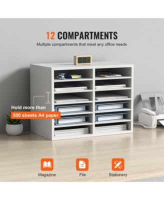 12 Compartment Literature Organizer With Adjustable Shelves for Office and Mailrooms