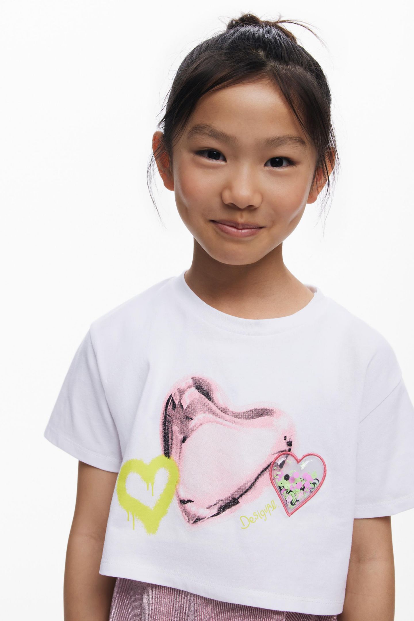 Платье Desigual 2-in-1 Heart Dress для девочек, цвет: Тёмный розовый — фото 4