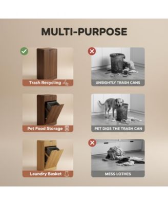 10 Gallons Tilt-out Trash Can Cabinet Fluted Laundry Hamper Drawers Freestanding Pet Proof Kitchen Living Room