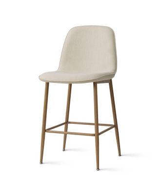 Upholstered Counter Height Bar Stools Set of 3, Wood Look Legs