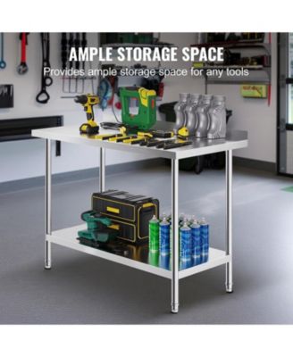 Heavy Duty Stainless Steel Work Table 24 x 48 x 36 in for Restaurant and Home Use