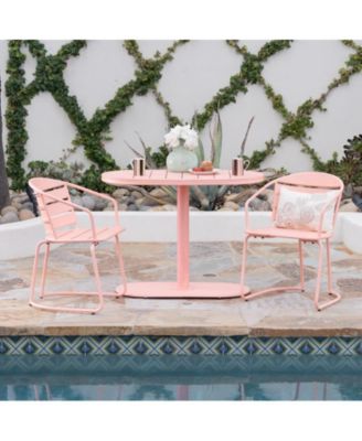 3-Piece Retro Modern Outdoor Bistro Set with Oval Table