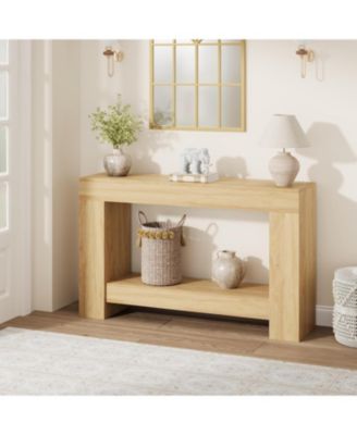 Entryway Console Table, Farmhouse 2-Tier Entryway Table, Long Sofa Accent Table Behind Couch Table with Open Storage