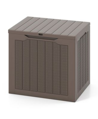 Outdoor Storage Box 25 Gallon Deck Box with Lockable Lid and Wicker-woven