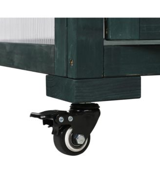 62inch Outdoor Height Wood Large Greenhouse Balcony Portable Cold Frame with Wheels and Adjustable Shelves