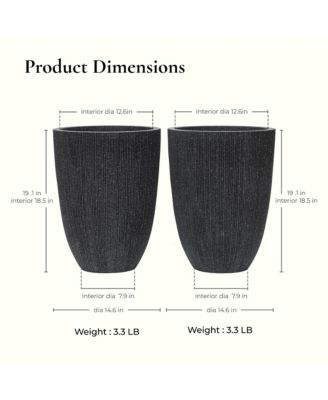 2-Piece Tall Tapered Round Plastic Planters Set
