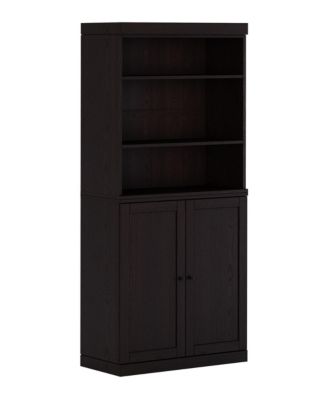 Premium 100% Solid European Oak Hardwood 6-Shelf Modular Bookcase with Bottom Shaker Doors - 32" Wide, 71.5" Tall