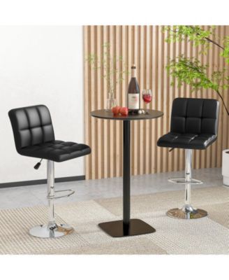 Adjustable Height Swivel Bar Stool Set of 2 with PU Leather Seat and Heavy-Duty Metal Base