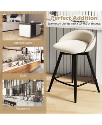 25 in Upholstered Counter Height Bar Stool Set of 2 withFootrest and Backrest