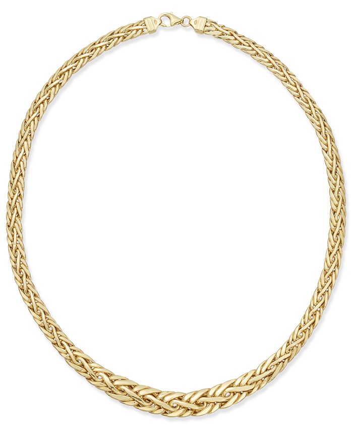 CHANEL: leather woven chain necklace, $700