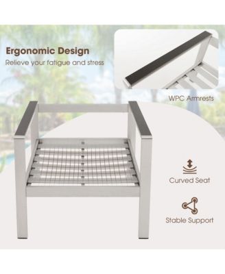 Patio Aluminum Armchair Contemporary Sofa Chair w/ WPC Armrests