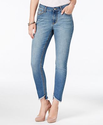 Earl Jeans High-Low Frayed Hem Skinny Jeans - Jeans - Women - Macy's