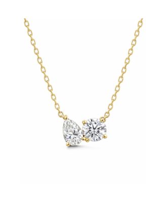 2 ct. t.w. Toi et Moi Moissanite Necklace (Pear and Round-Cut, Color D, FL Clarity) in Gold Vermeil