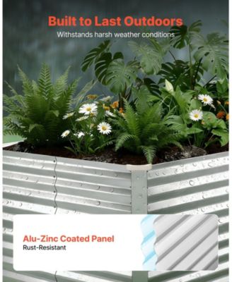 Galvanized Raised Garden Bed 8 x 4 x 3 ft Rectangular Elevated Planter Box for Vegetables