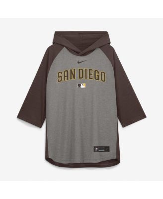 Men's Gray San Diego Padres Authentic Collection Flux Dri-FIT Raglan 3/4-Sleeve Hoodie