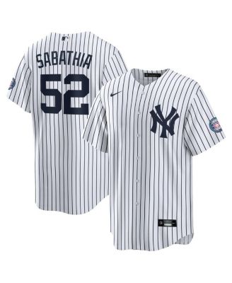 Men's CC Sabathia White New York Yankees 2025 Baseball Hall of Fame Name & Number Retired Replica Jersey