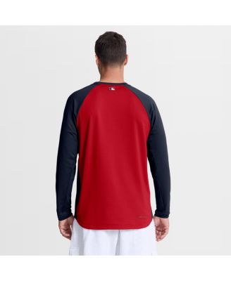 Men's Red Atlanta Braves Authentic Collection Raglan Dri-FIT Sweatshirt