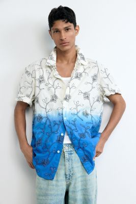 Men's Embroidered ombre shirt