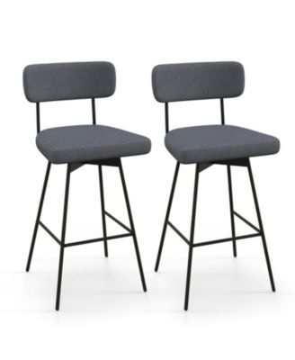 29 in Swivel Upholstered Counter Height Bar Stools Set of 2 with Metal Legs