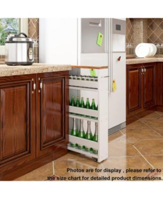 4-Tier Slim Slide-Out Rolling Storage Cart for Narrow Spaces