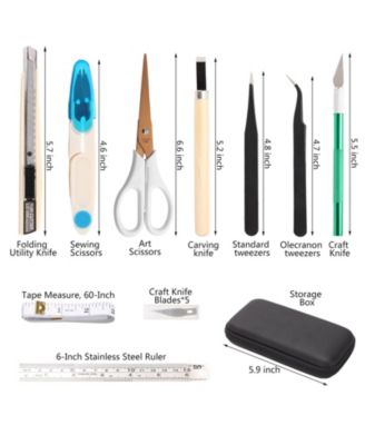 Milusong 9-in-1 Portable Tools Set Utility Craft Ruler Tape Measure Sewing Tweezers DIY Kit Household Office