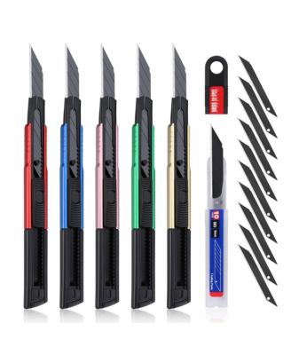 Utility Retractable Snap-off Aluminum Box Cutter Exacto Craft 9mm Blade Pack 5